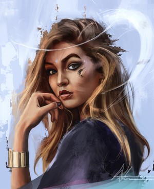 Gigi Hadid digital painting by Temarius Walker