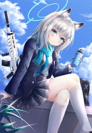 Shiroko from Blue Archive with a rifle