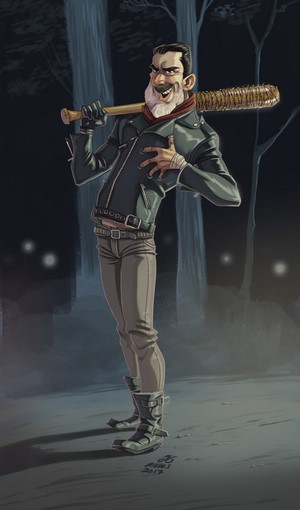 Negan from The Walking Dead with a baseball bat