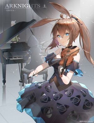 Amiya from Arknights playing violin