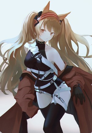Angelina Arknights in Leotard and Thigh-Highs