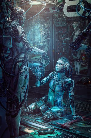 machine, digital art, Gynoid, futuristic, CGI, science fiction, artwork ...