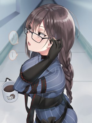 Consort Yu from Fate Series with glasses and coffee