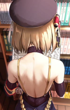 Z23 from Azur Lane reading in a library