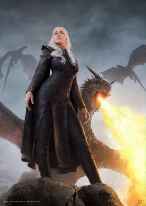 Daenerys Targaryen with Dragons from Game of Thrones