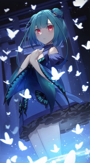 Uruha Rushia from Hololive with butterflies