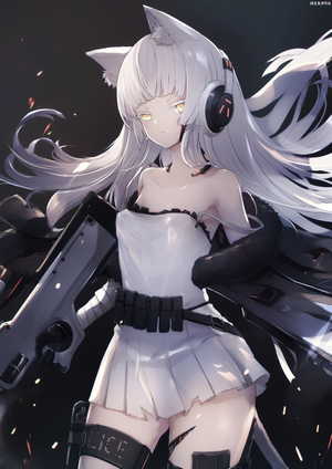 Girls Frontline AWP Anime Girl with Silver Hair