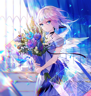 Fuji Choko anime girl with wings and flowers