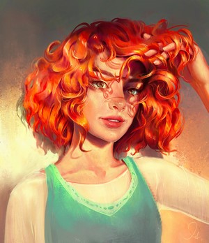 Portrait of a Woman with Curly Red Hair by Mandy Jurgens
