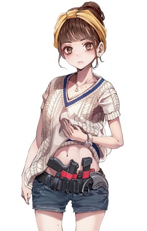 Anime girl with gun on belt