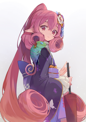 Amana from Princess Connect! Re:Dive with a chameleon