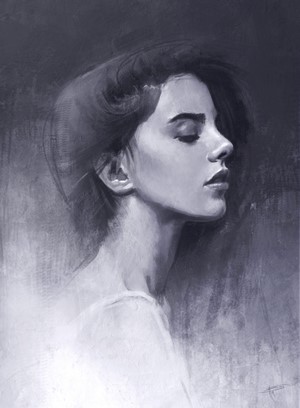 Portrait of a woman with closed eyes by Thomas BIGNON