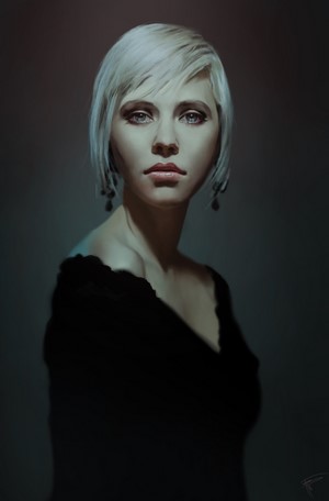 Portrait of a woman with white hair by Thomas Bignon