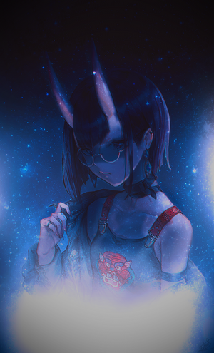 Shuten Douji from Fate/Grand Order with Oni horns and glasses
