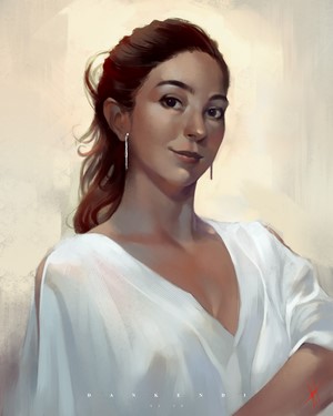 Portrait of a woman with brown hair
