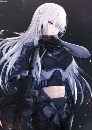 Girls Frontline AK-15 with Silver Hair and Armor