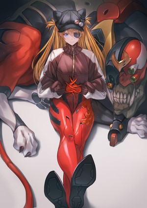 Asuka Langley Soryu from Neon Genesis Evangelion with creature