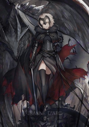 Jeanne d'Arc Alter from Fate/Grand Order with a dragon