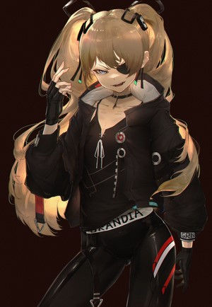 Anime girl with blonde pigtails and eyepatch