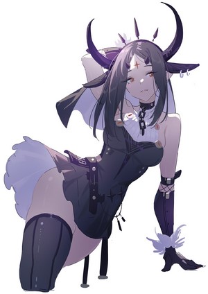 Anime girl with horns and thigh-highs
