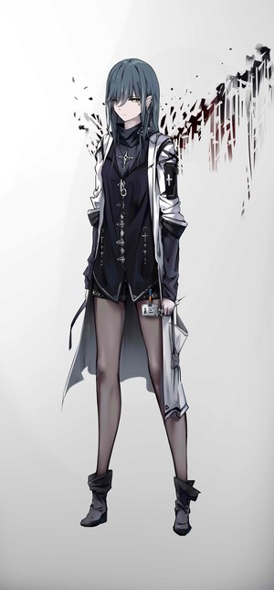 Anime girl in doctor's coat with black outfit