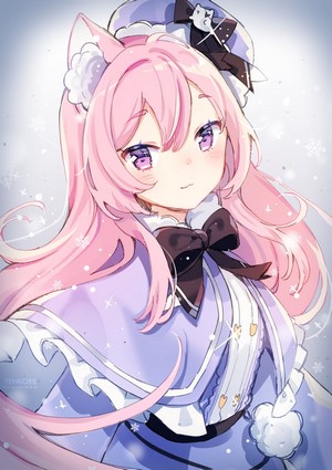 Yennineii Pink Hair Anime Girl with Cat Ears