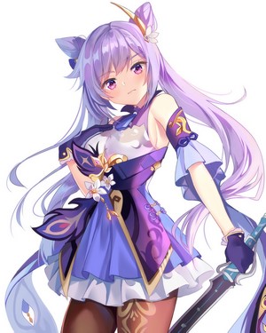 Keqing from Genshin Impact with Sword