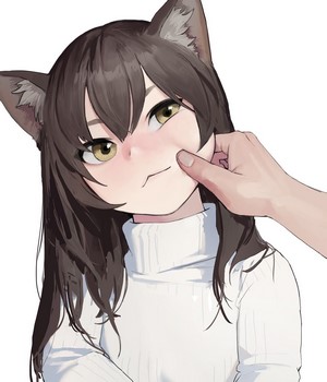 Cat girl with brown hair and white sweater