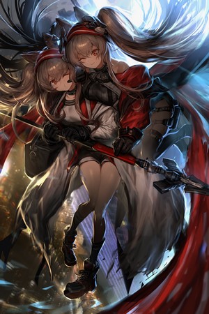 Angelina from Arknights with a companion