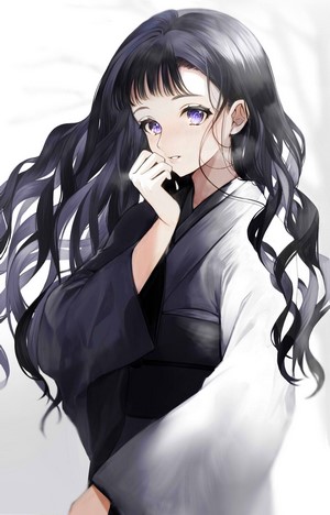 Sogawa Anime Girl in Black and White Kimono