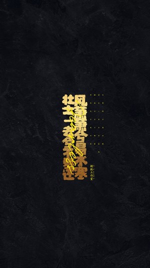 Chinese calligraphy with gold accents on black background