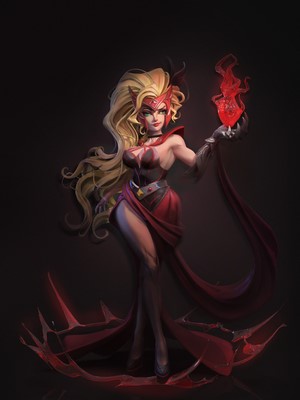 Scarlet Witch fan art with red magic