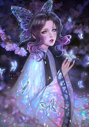 Kochou Shinobu from Kimetsu no Yaiba with Butterflies
