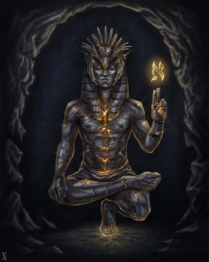 Ancient Egypt God in Meditation Pose