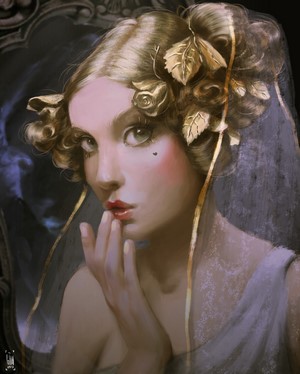 Woman with flowers in her blonde hair