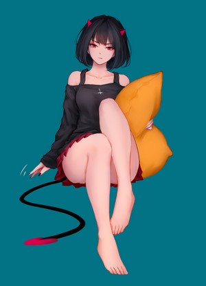 MX Shimmer Portrait of Demon Girl with Black Hair