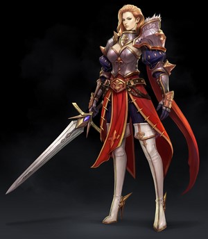 Fantasy warrior woman with sword and armor