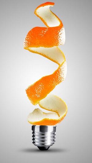 Orange peel spiral on a lightbulb