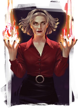 Sabrina Spellman from Chilling Adventures of Sabrina with fire magic