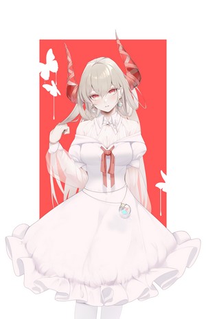 Anime girl with horns and red eyes