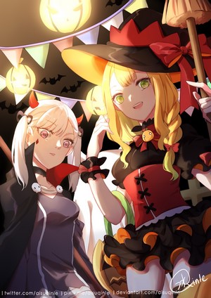 Anime girls in Halloween costumes