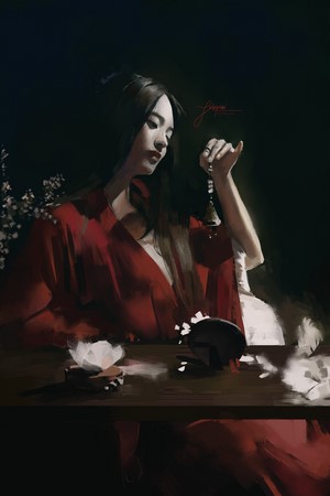 Lea Bichlmaier Digital Portrait in Red Dress