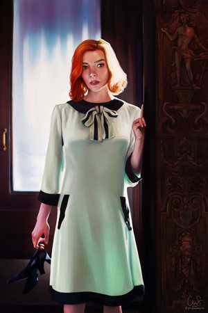 Beth Harmon from The Queen's Gambit digital painting