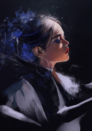 Digital Portrait of Woman in Profile by Lea Bichlmaier