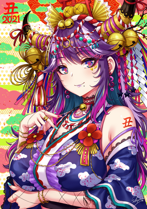 Sakiyamama Colorful New Year Anime Girl Portrait