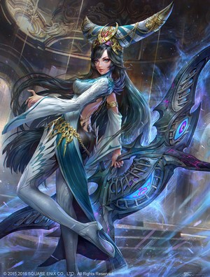 Fantasy art of a woman with a weapon