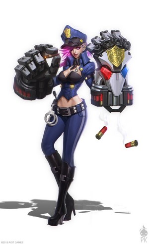 Vi from League of Legends as a police officer