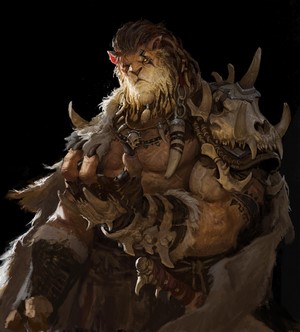 Lion-like warrior with armor and fur