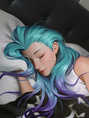 Seraphine from League of Legends sleeping