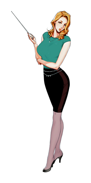 Woman holding a pointer stick